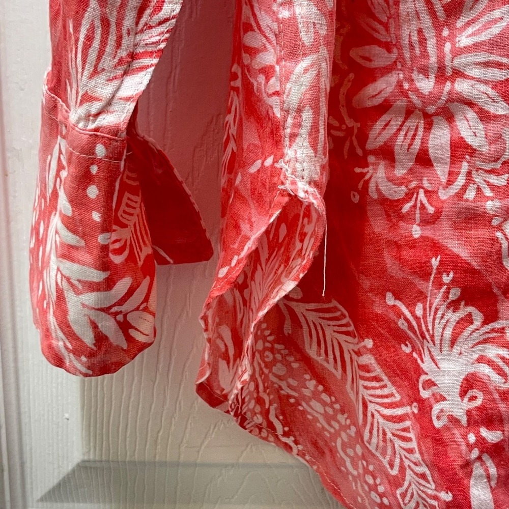 Talbots Women's Large Linen Pink Paisley Boyfriend Long Sleeve Button-Up Shirt - Picture 5 of 15